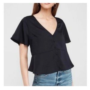 Express black button front peplum top medium